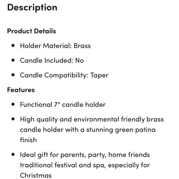 Astoria Grand Small Patina Brass Candlestick - Picture 3 of 5